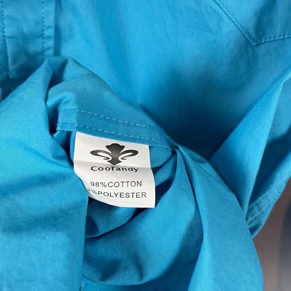 Coofandy Men Long Sleeve Aqua Blue Button-Down Shirt M - Picture 4 of 7